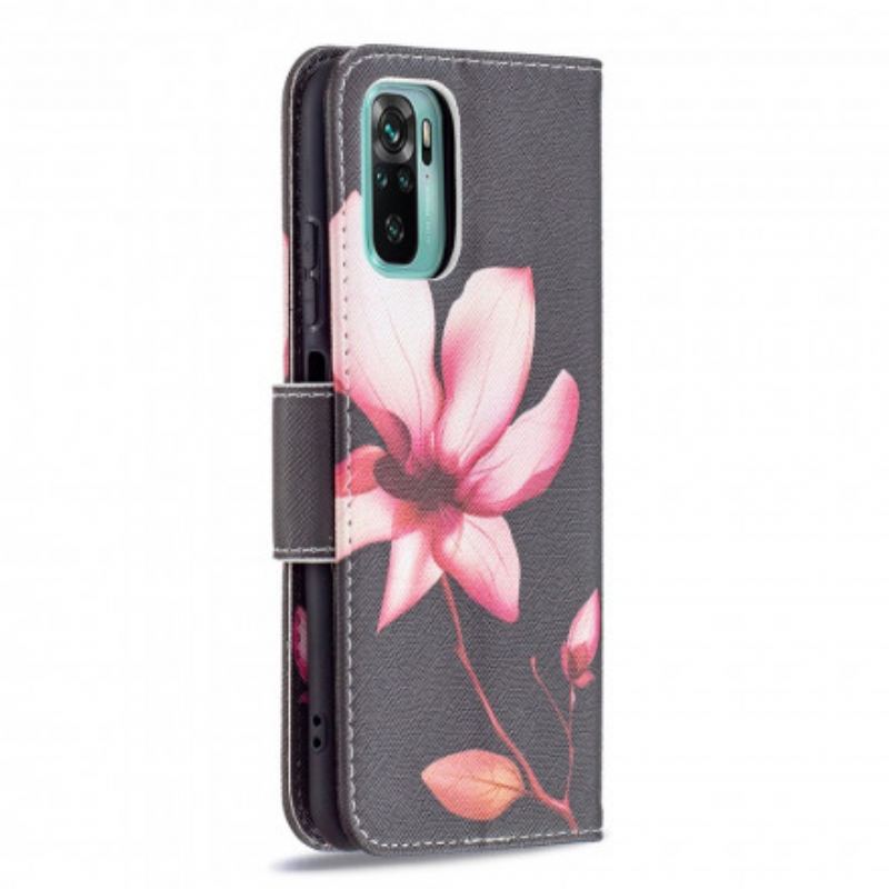 Capa Folio Para Xiaomi Redmi Note 10 / 10S Flor Rosa