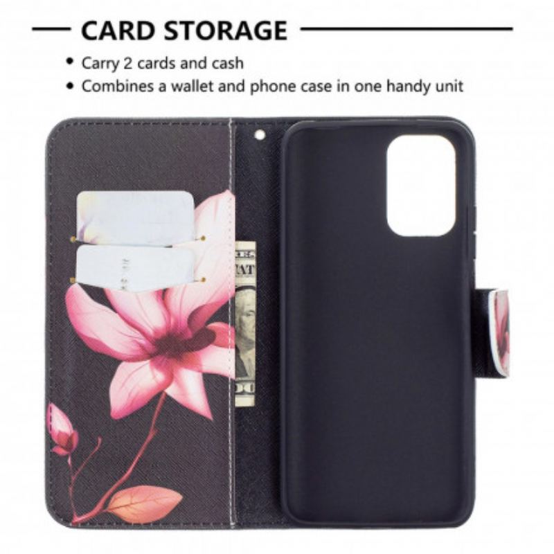 Capa Folio Para Xiaomi Redmi Note 10 / 10S Flor Rosa