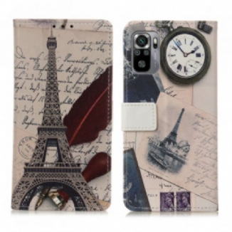 Capa Folio Para Xiaomi Redmi Note 10 / 10S Torre Eiffel Do Poeta