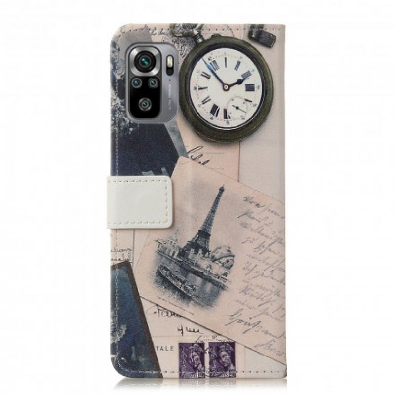 Capa Folio Para Xiaomi Redmi Note 10 / 10S Torre Eiffel Do Poeta