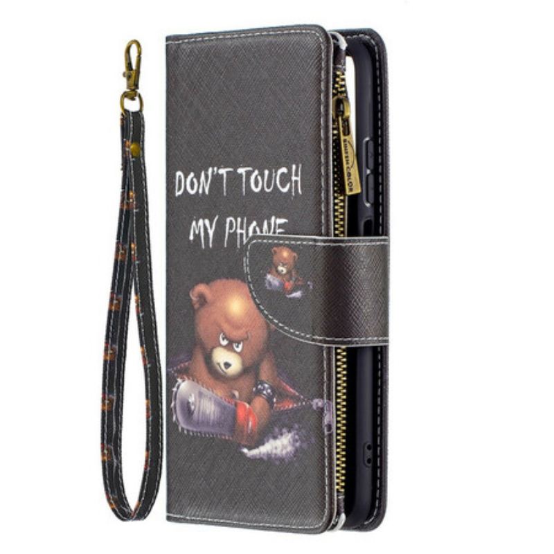 Capa Folio Para Xiaomi Redmi Note 10 / 10S Urso De Bolso Com Zíper