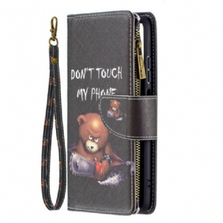 Capa Folio Para Xiaomi Redmi Note 10 / 10S Urso De Bolso Com Zíper