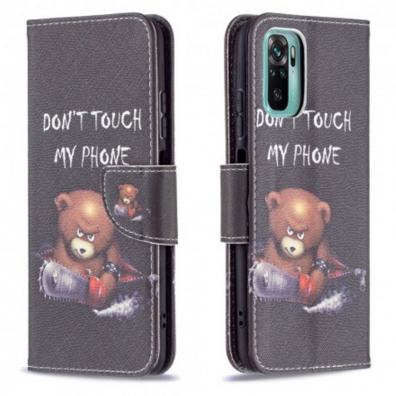 Capa Folio Para Xiaomi Redmi Note 10 / 10S Urso Perigoso