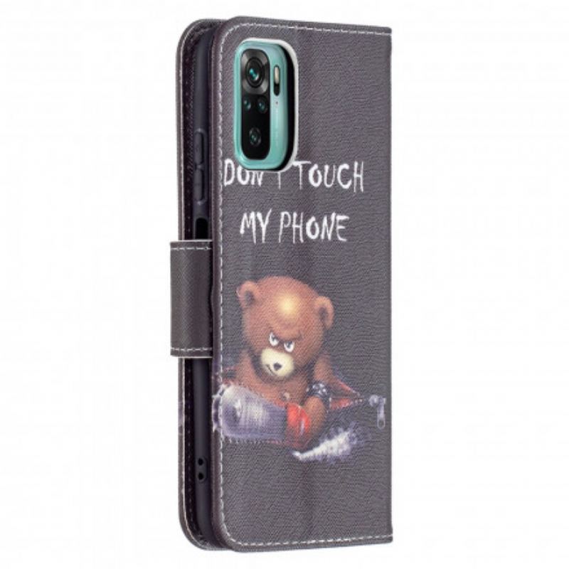 Capa Folio Para Xiaomi Redmi Note 10 / 10S Urso Perigoso