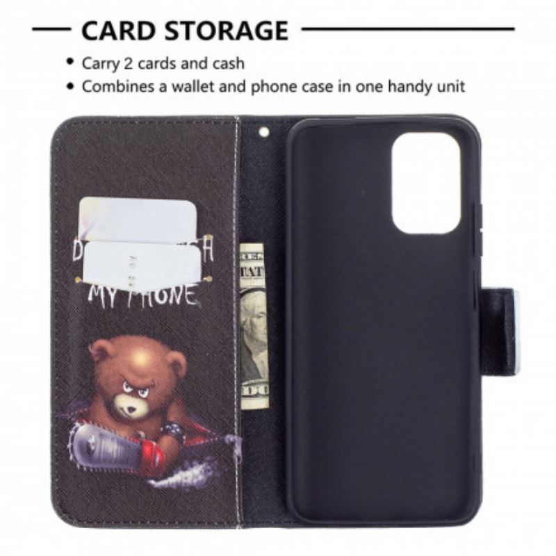 Capa Folio Para Xiaomi Redmi Note 10 / 10S Urso Perigoso