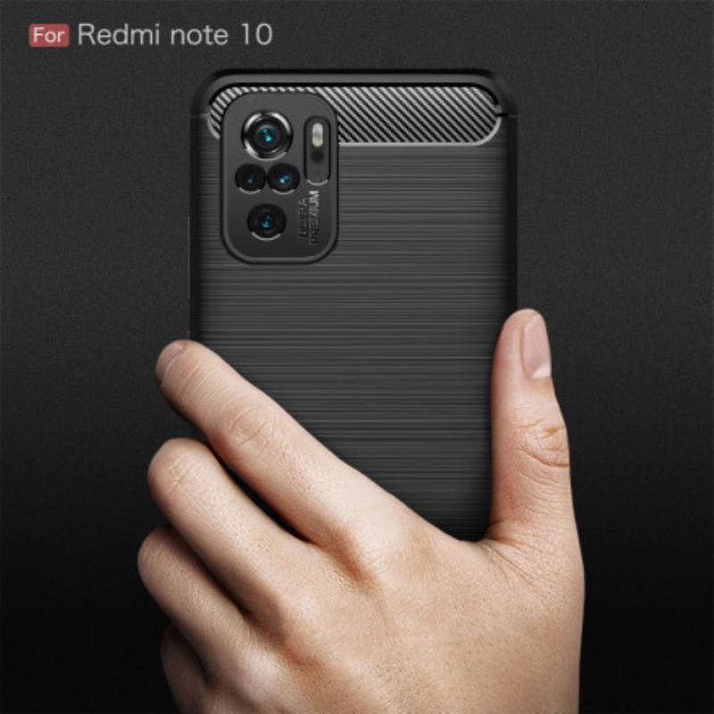 Capa Para Xiaomi Redmi Note 10 / 10S Fibra De Carbono Escovada