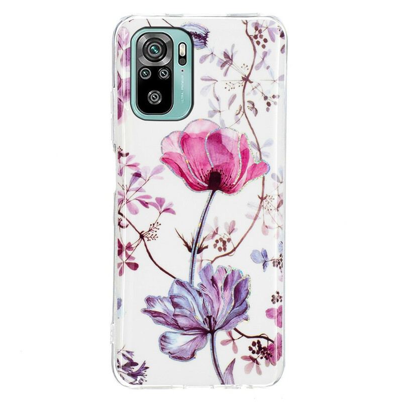 Capa Para Xiaomi Redmi Note 10 / 10S Flores Em Mármore