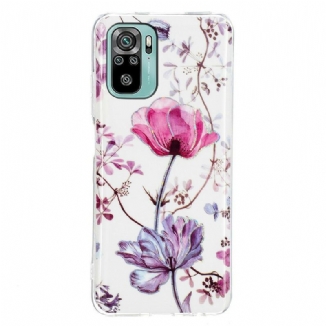 Capa Para Xiaomi Redmi Note 10 / 10S Flores Em Mármore