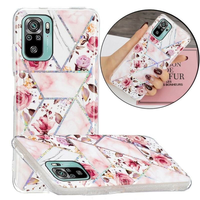 Capa Para Xiaomi Redmi Note 10 / 10S Flores Em Mármore