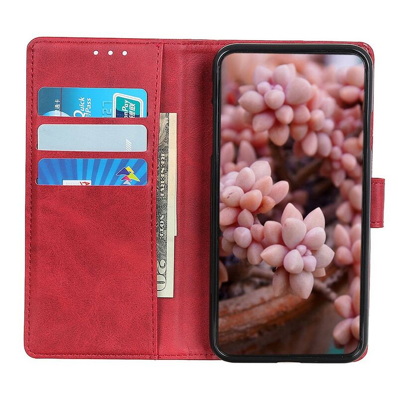 Capa Flip Para Realme 7 Pro Efeito De Couro Fosco Retrô