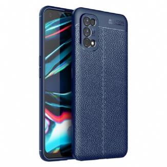 Capa Para Realme 7 Pro Linha Dupla Efeito Couro Litchi