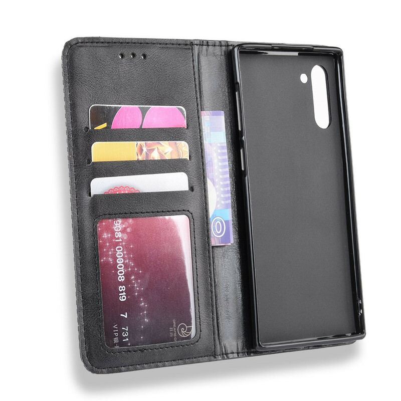 Capa De Celular Para Samsung Galaxy Note 10 Flip Efeito Couro Vintage Estilizado