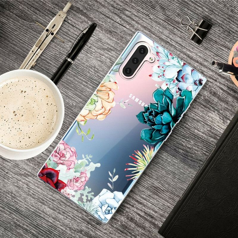 Capa De Celular Para Samsung Galaxy Note 10 Flores Em Aquarela Sem Costura