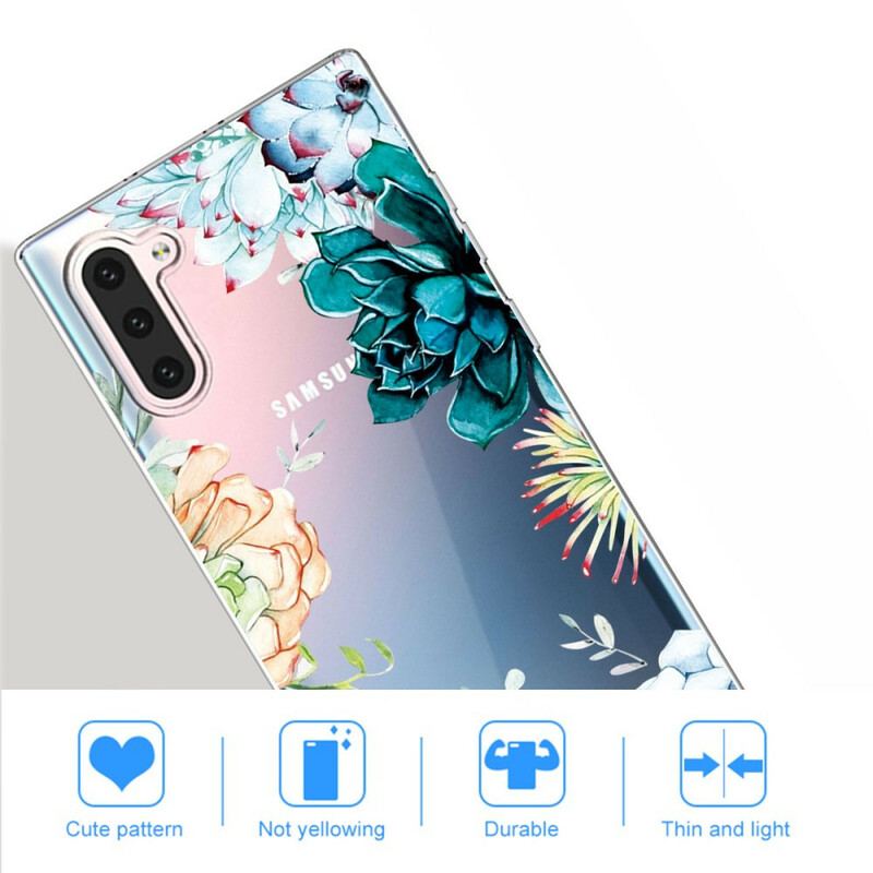 Capa De Celular Para Samsung Galaxy Note 10 Flores Em Aquarela Sem Costura