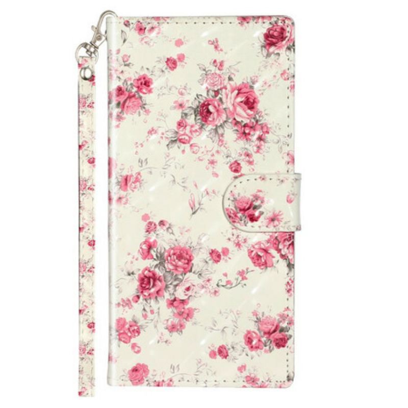 Capa De Couro Para Samsung Galaxy Note 10 De Cordão Strap Light Spot Flowers