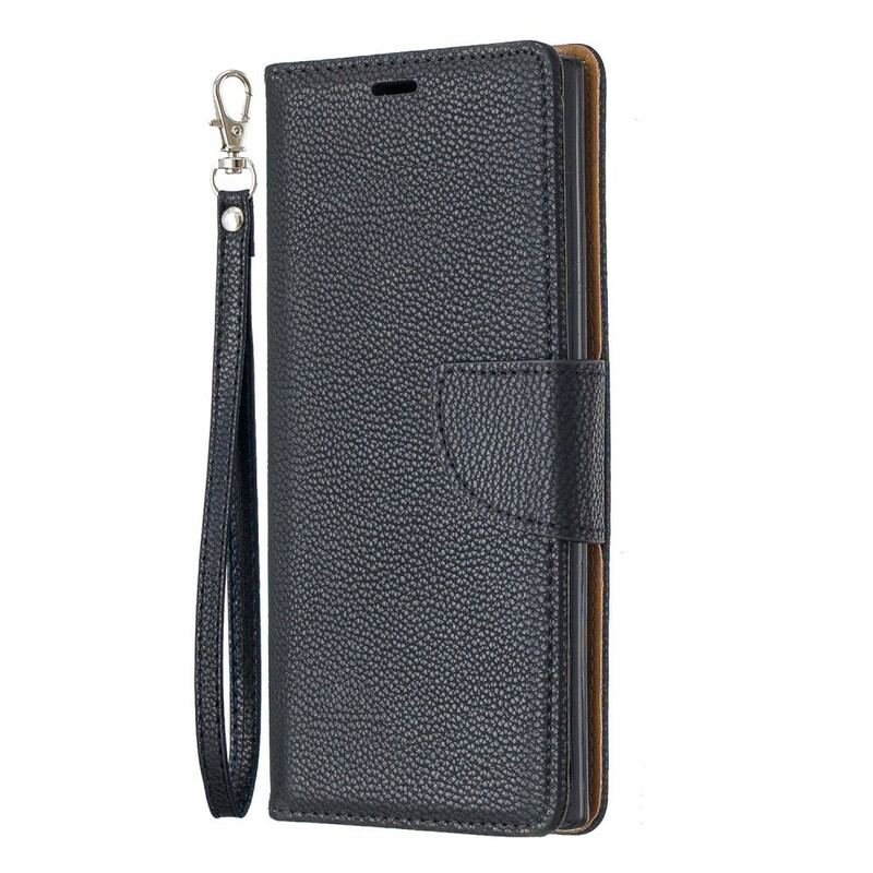 Capa De Couro Para Samsung Galaxy Note 10 Flip Lichia Rabat Oblíqua