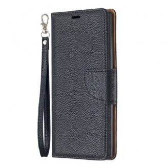 Capa De Couro Para Samsung Galaxy Note 10 Flip Lichia Rabat Oblíqua