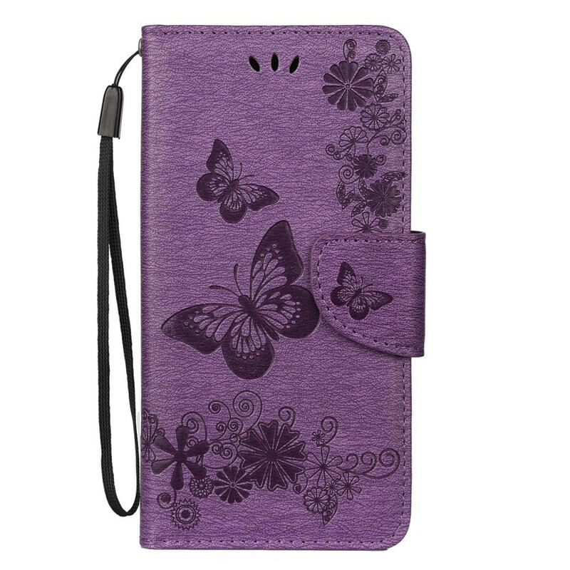 Capa Flip Para Samsung Galaxy Note 10 De Cordão Borboletas Esplêndidas