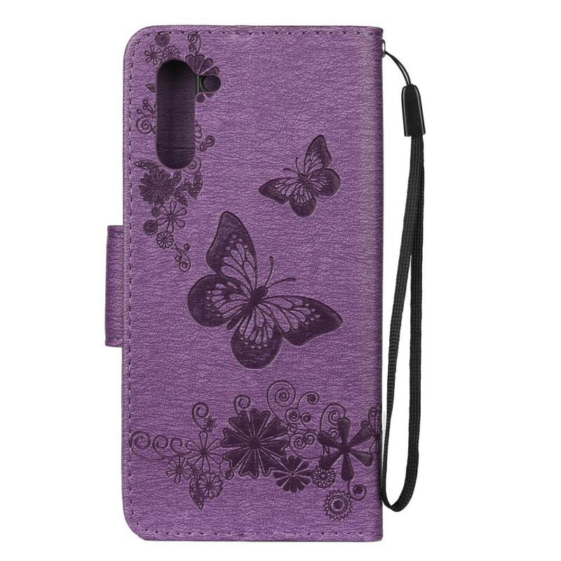 Capa Flip Para Samsung Galaxy Note 10 De Cordão Borboletas Esplêndidas