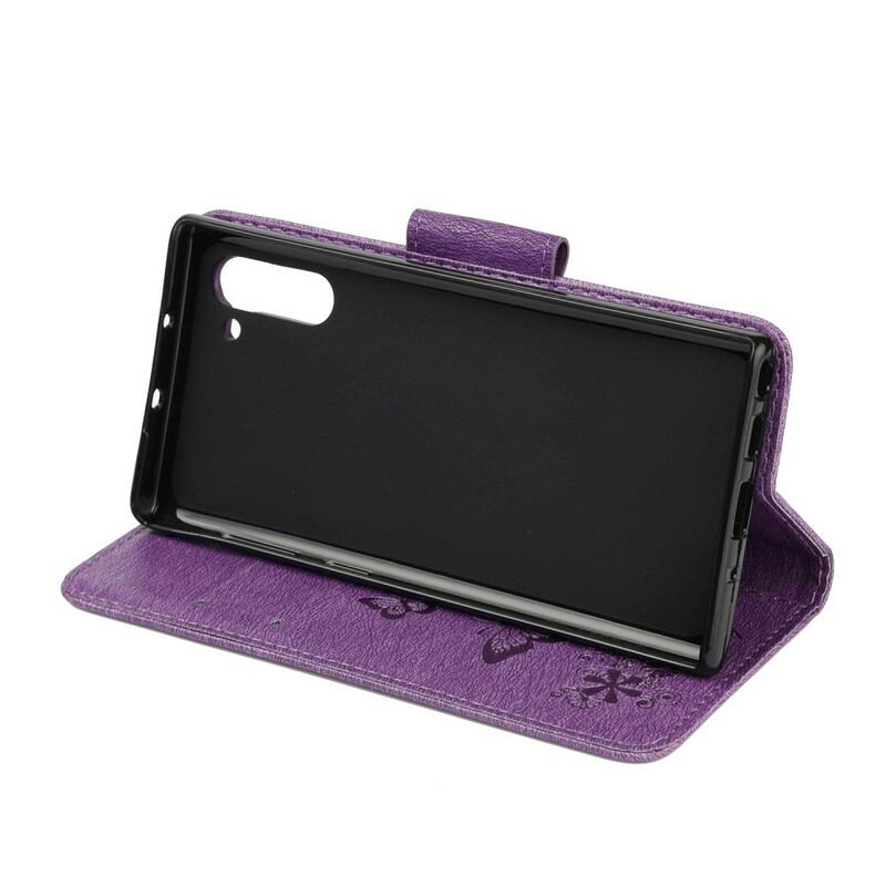 Capa Flip Para Samsung Galaxy Note 10 De Cordão Borboletas Esplêndidas