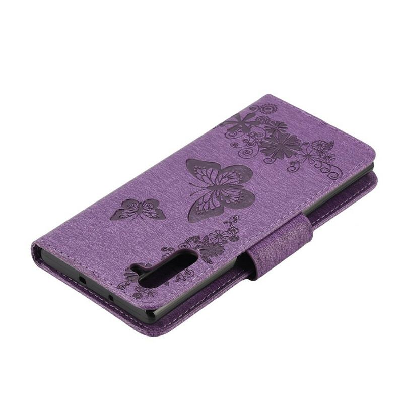 Capa Flip Para Samsung Galaxy Note 10 De Cordão Borboletas Esplêndidas