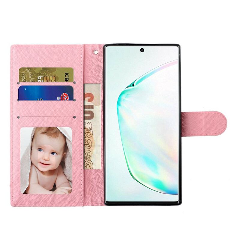 Capa Flip Para Samsung Galaxy Note 10 De Cordão Ursinhos De Pelúcia Light Spot Com Alça