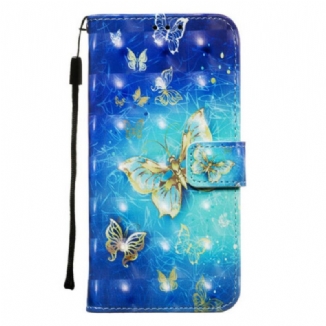 Capa Folio Para Samsung Galaxy Note 10 Borboletas Douradas