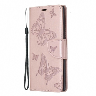 Capa Folio Para Samsung Galaxy Note 10 Flip Borboletas E Aba Oblíqua