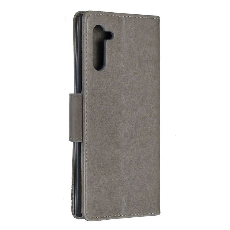 Capa Folio Para Samsung Galaxy Note 10 Flip Borboletas E Aba Oblíqua