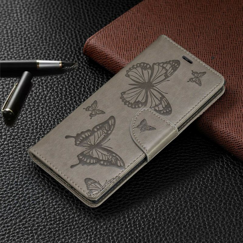 Capa Folio Para Samsung Galaxy Note 10 Flip Borboletas E Aba Oblíqua