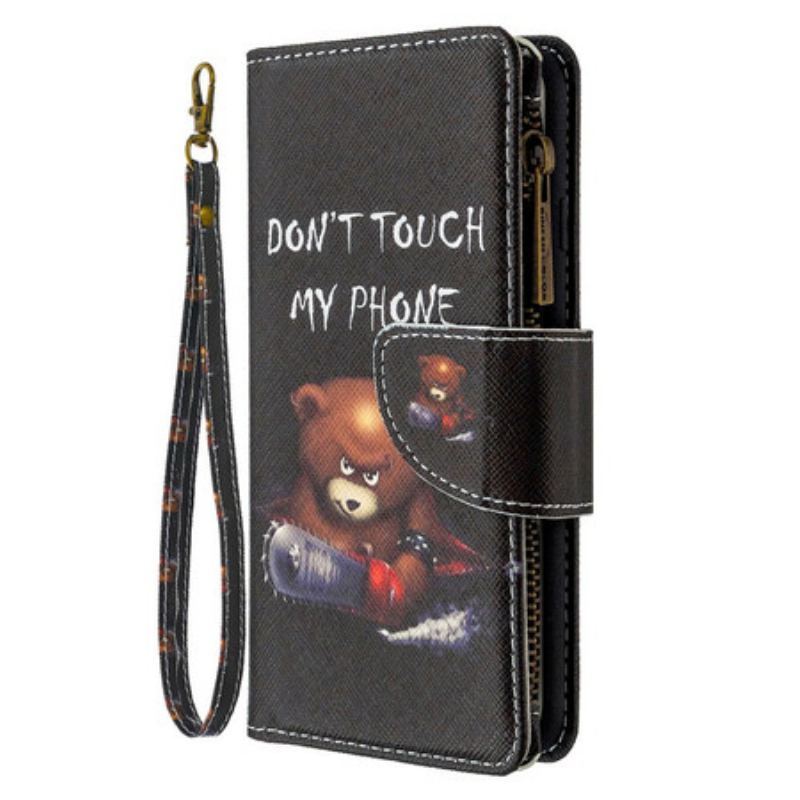 Capa Folio Para Samsung Galaxy Note 10 Urso De Bolso Com Zíper