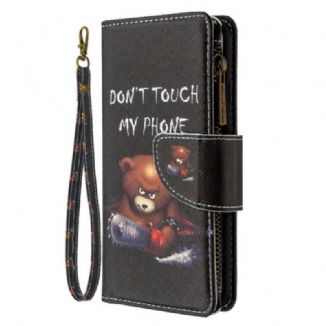 Capa Folio Para Samsung Galaxy Note 10 Urso De Bolso Com Zíper