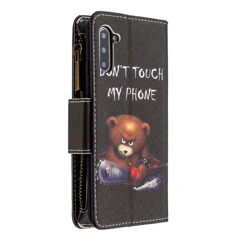 Capa Folio Para Samsung Galaxy Note 10 Urso De Bolso Com Zíper