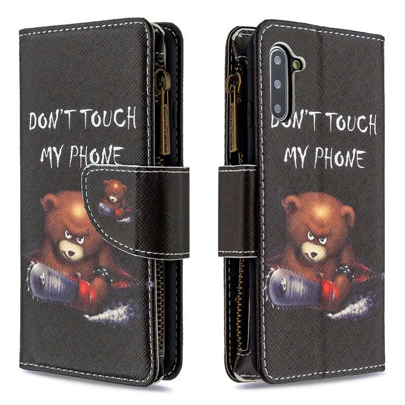 Capa Folio Para Samsung Galaxy Note 10 Urso De Bolso Com Zíper