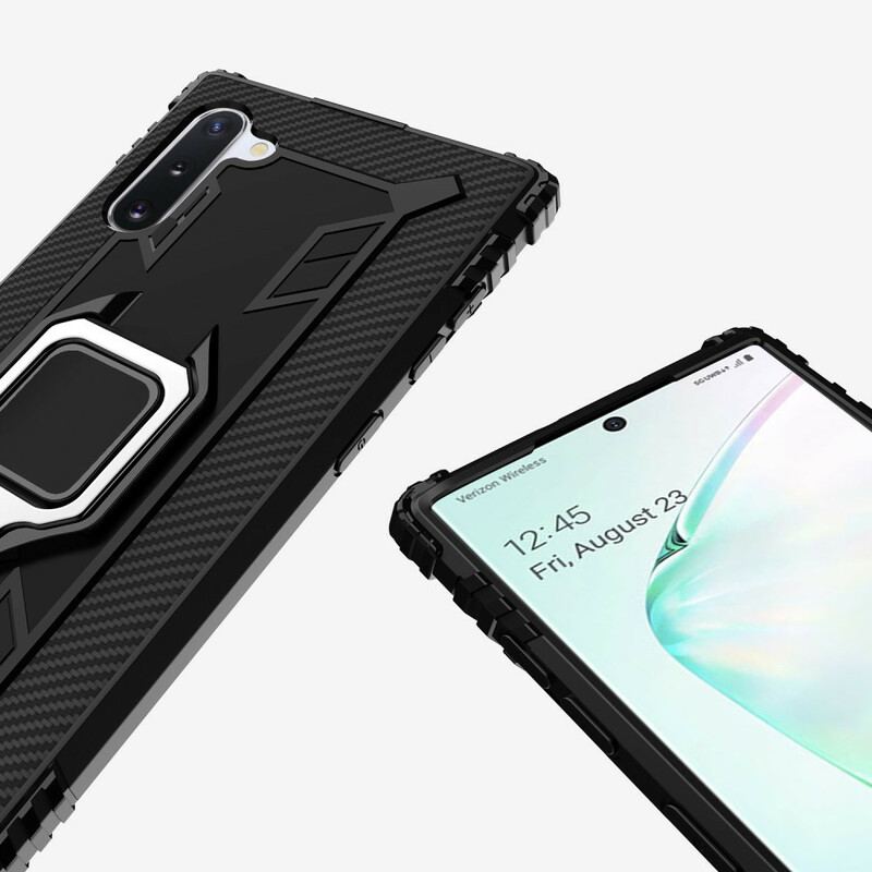 Capa Para Samsung Galaxy Note 10 Anel E Fibra De Carbono