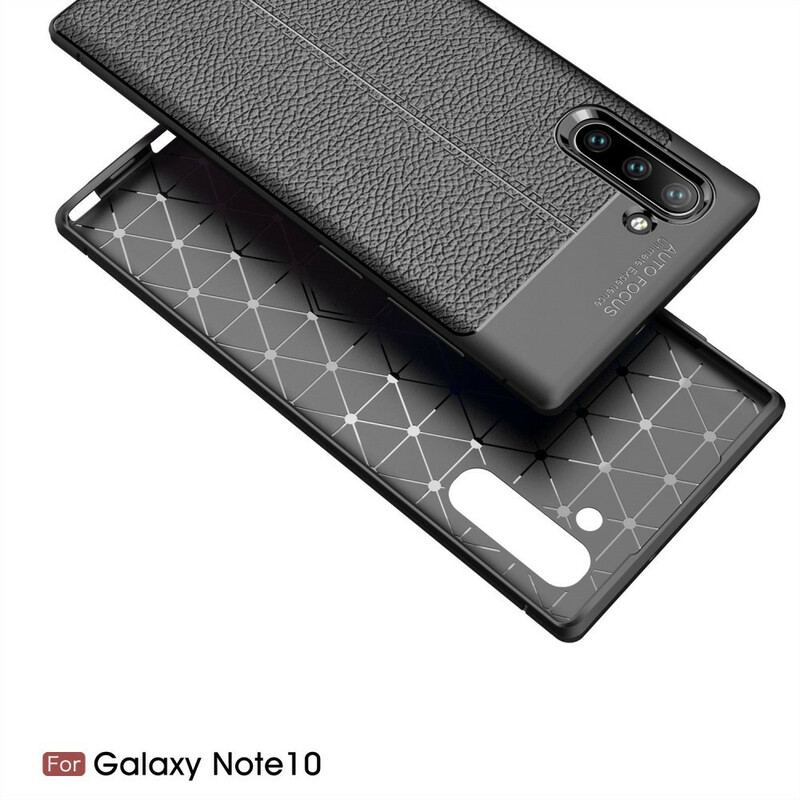 Capa Para Samsung Galaxy Note 10 Linha Dupla Efeito Couro Litchi