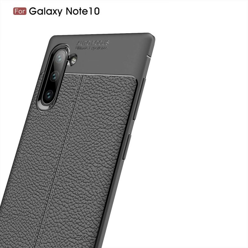 Capa Para Samsung Galaxy Note 10 Linha Dupla Efeito Couro Litchi