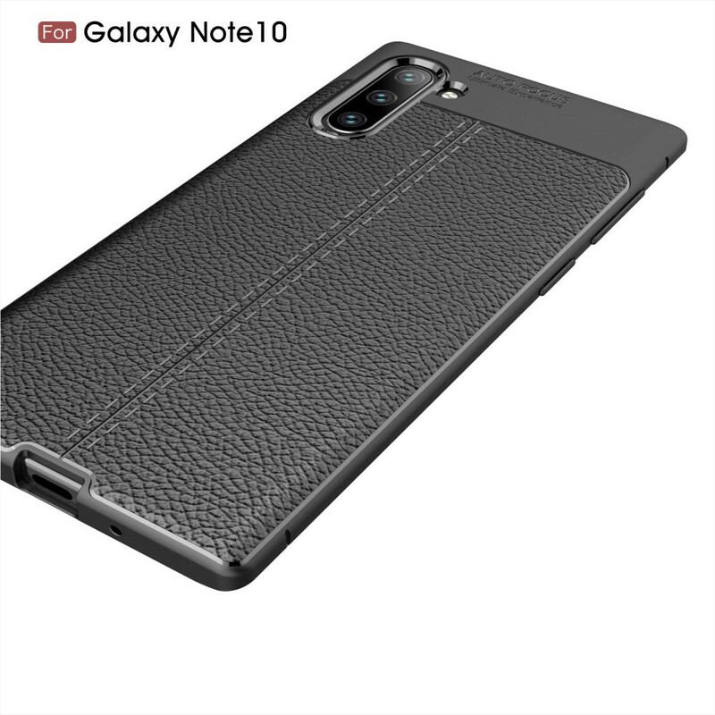 Capa Para Samsung Galaxy Note 10 Linha Dupla Efeito Couro Litchi