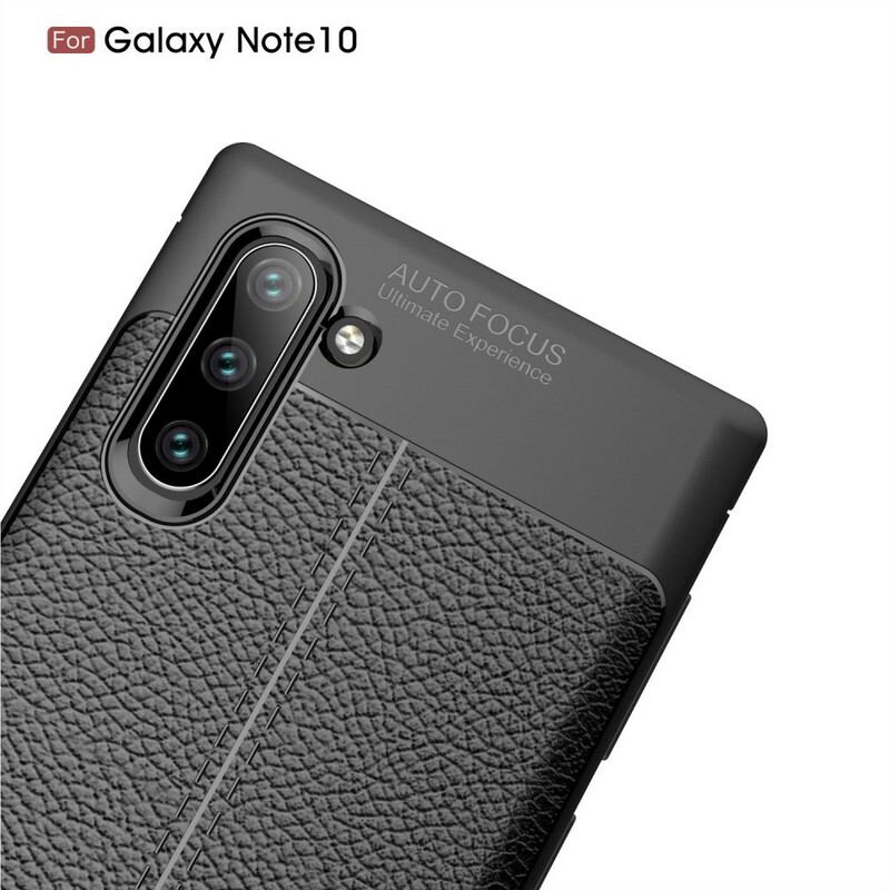 Capa Para Samsung Galaxy Note 10 Linha Dupla Efeito Couro Litchi