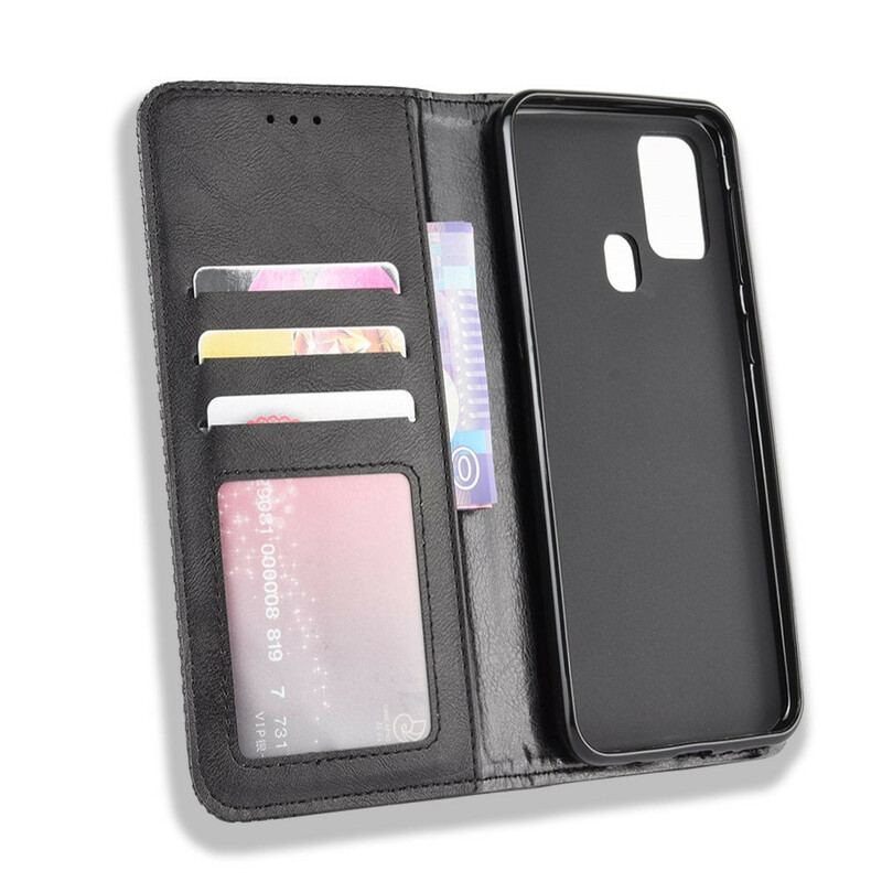 Capa De Celular Para Samsung Galaxy M31 Flip Efeito Couro Vintage Estilizado