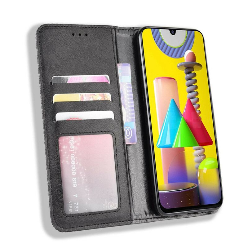 Capa De Celular Para Samsung Galaxy M31 Flip Efeito Couro Vintage Estilizado