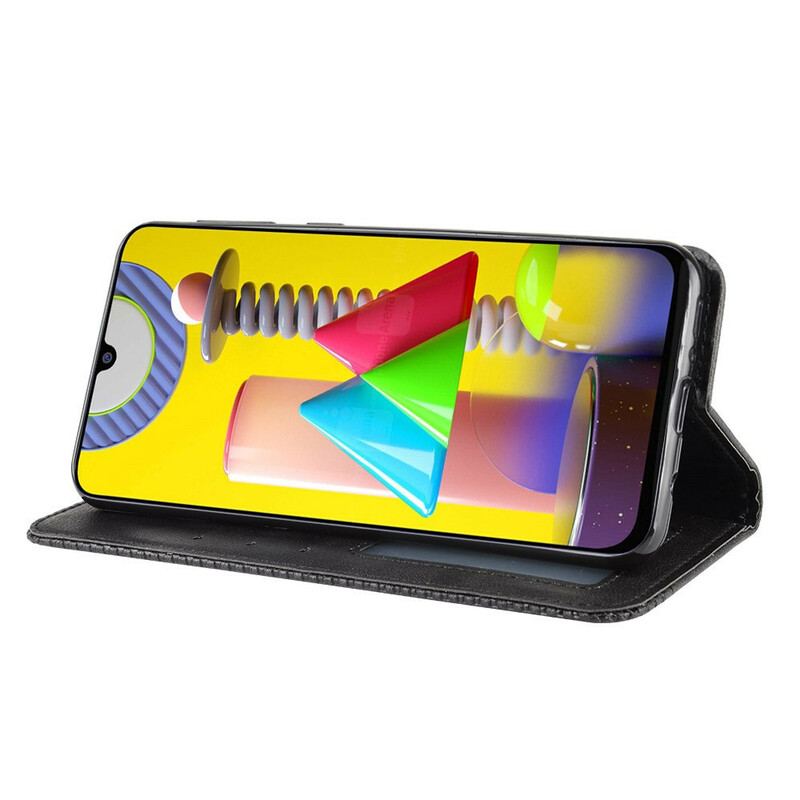 Capa De Celular Para Samsung Galaxy M31 Flip Efeito Couro Vintage Estilizado