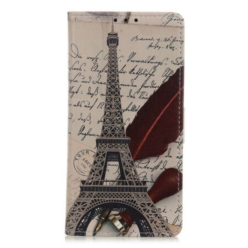 Capa Em Pele Para Samsung Galaxy M31 Torre Eiffel Do Poeta