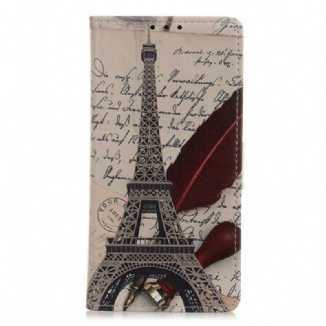 Capa Em Pele Para Samsung Galaxy M31 Torre Eiffel Do Poeta