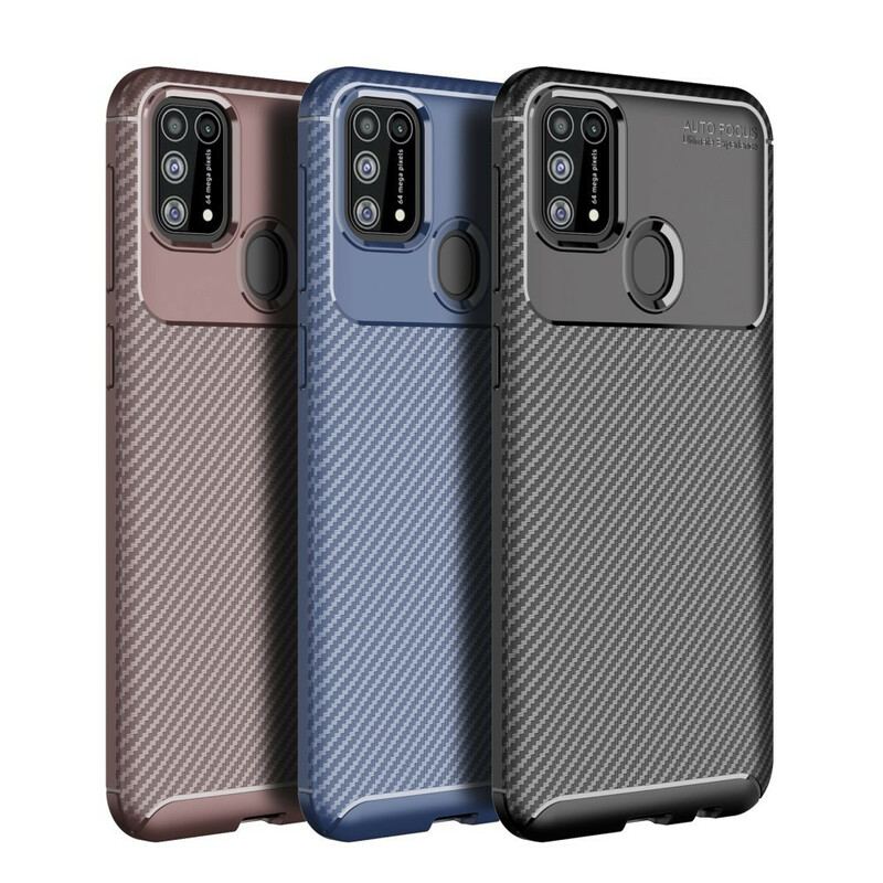 Capa Para Samsung Galaxy M31 Textura Flexível De Fibra De Carbono