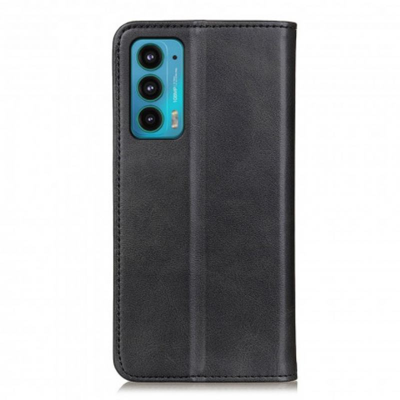 Capa De Celular Para Motorola Edge 20 Flip Design De Couro Dividido