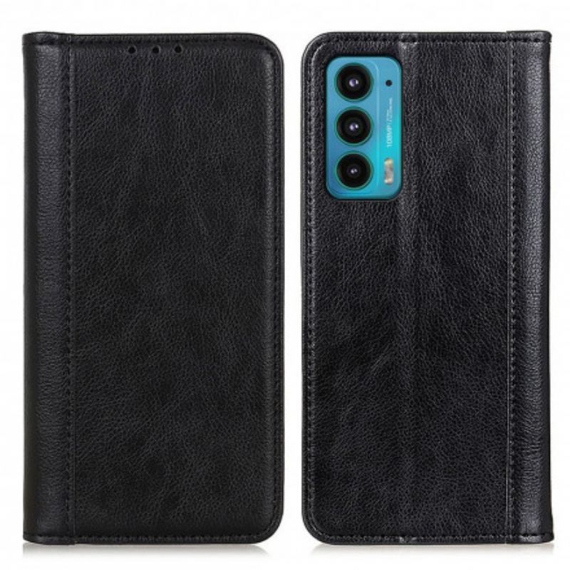 Capa De Celular Para Motorola Edge 20 Flip Versão Couro Rachado Lichia