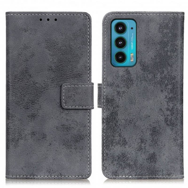 Capa De Couro Para Motorola Edge 20 Couro Falso Vintage