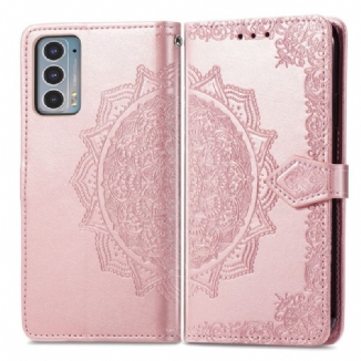 Capa De Couro Para Motorola Edge 20 Mandala Idade Média