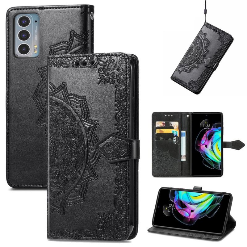 Capa De Couro Para Motorola Edge 20 Mandala Idade Média